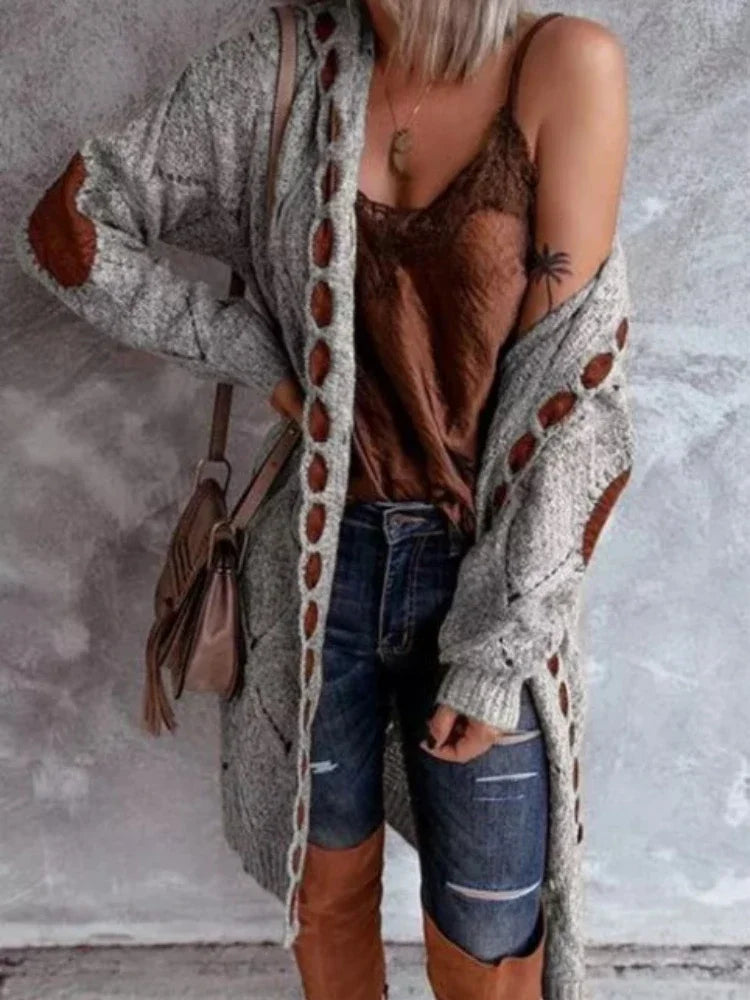 Cardigan Knitted Sweaters Knitted Plaid Casual Coat