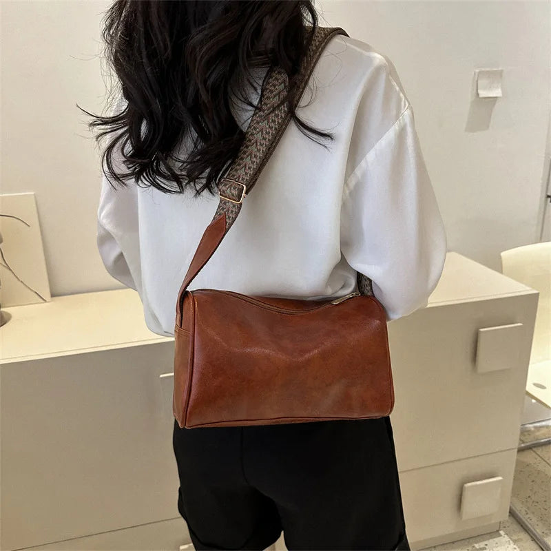 Leather Boston Small Handbag Crossbody Bag Casual
