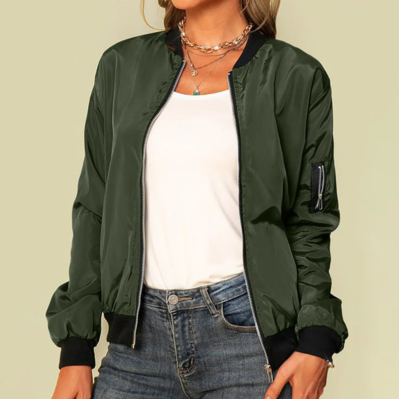 Fashion Solid Jackets Zipper Coats Casual