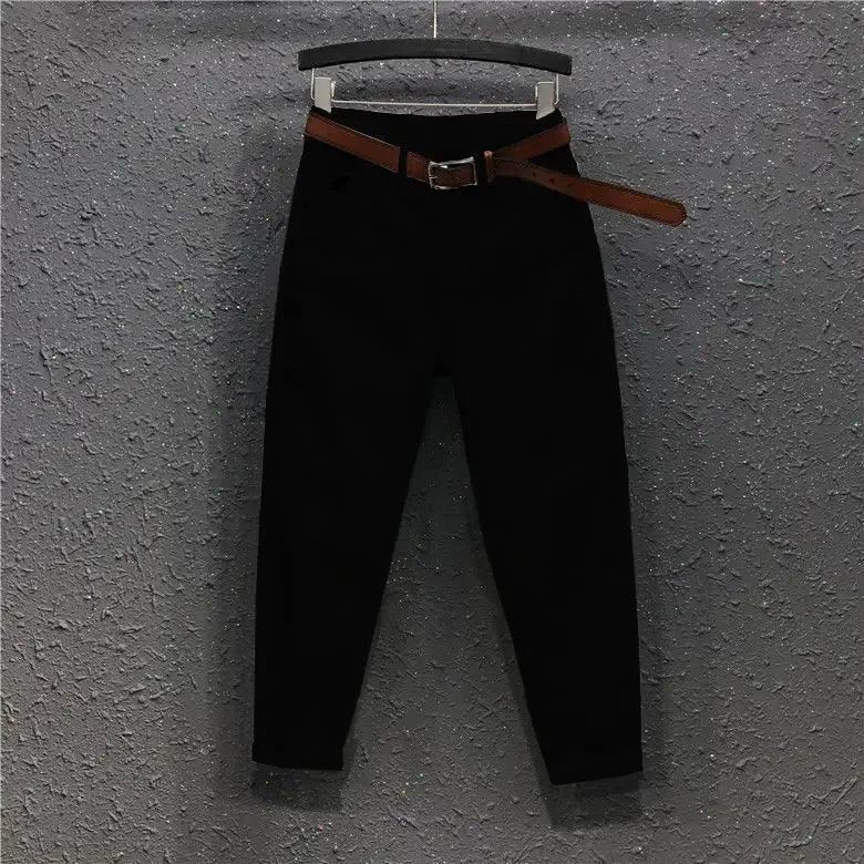 Jeans White High Waist Skinny Cropped Tappered Casual Pantalones