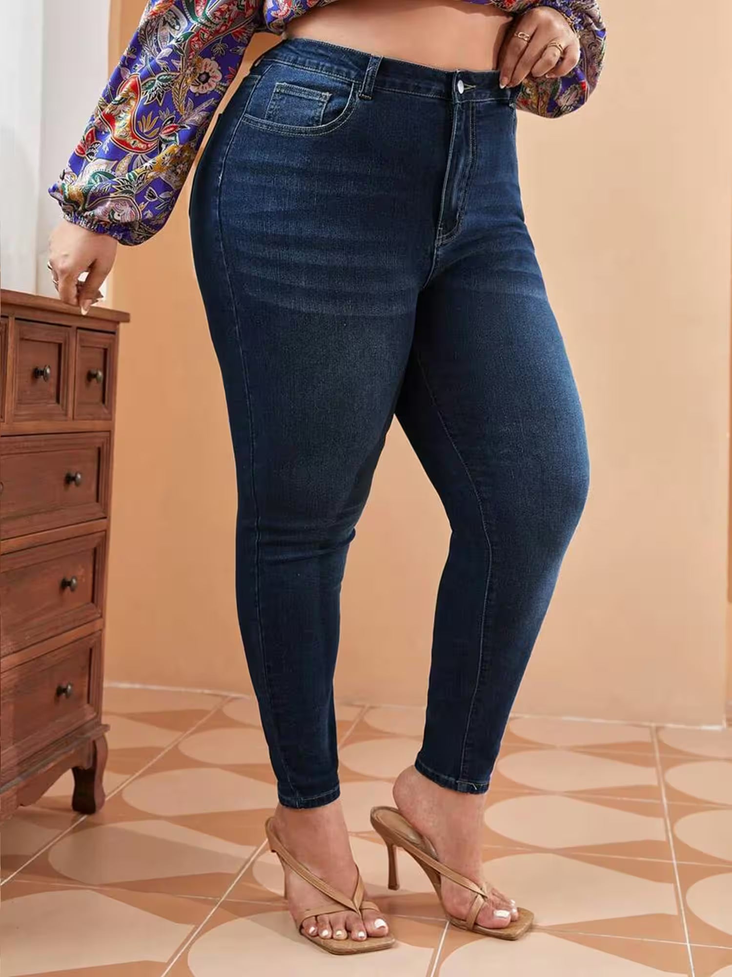Plus Size Skinny Jeans High Waist Stretch - Additional View 3