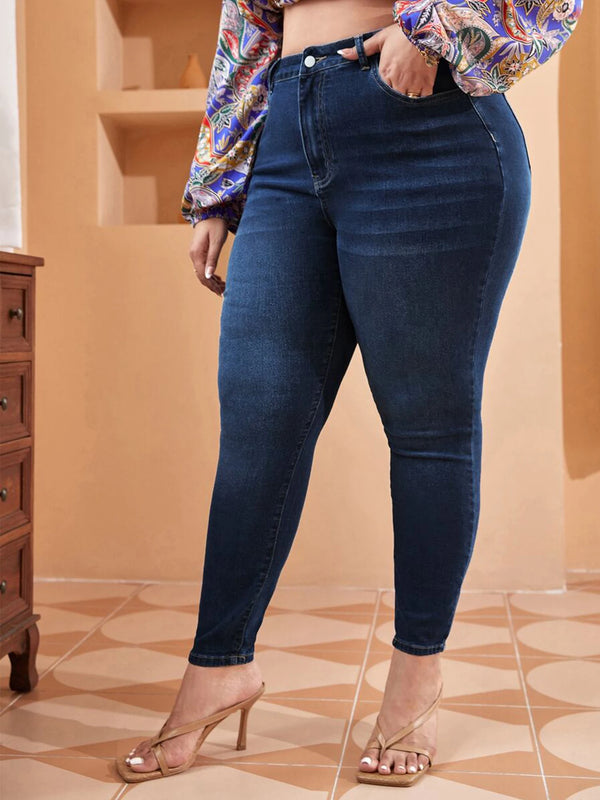 Plus Size Skinny Jeans High Waist Stretch