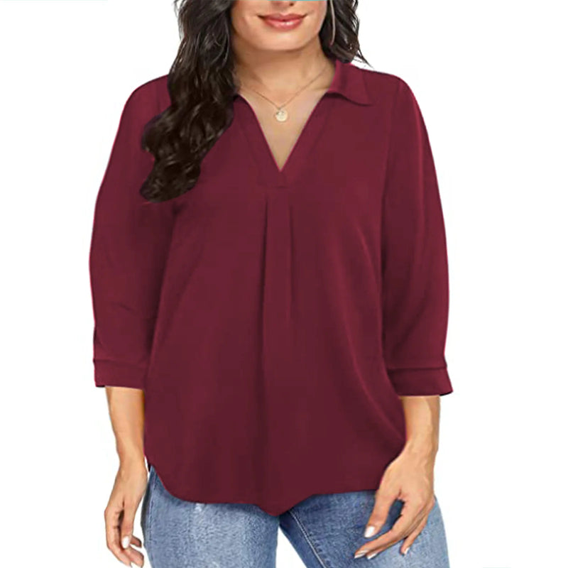 Plus Size Chiffon pullover oversized loose V-neck