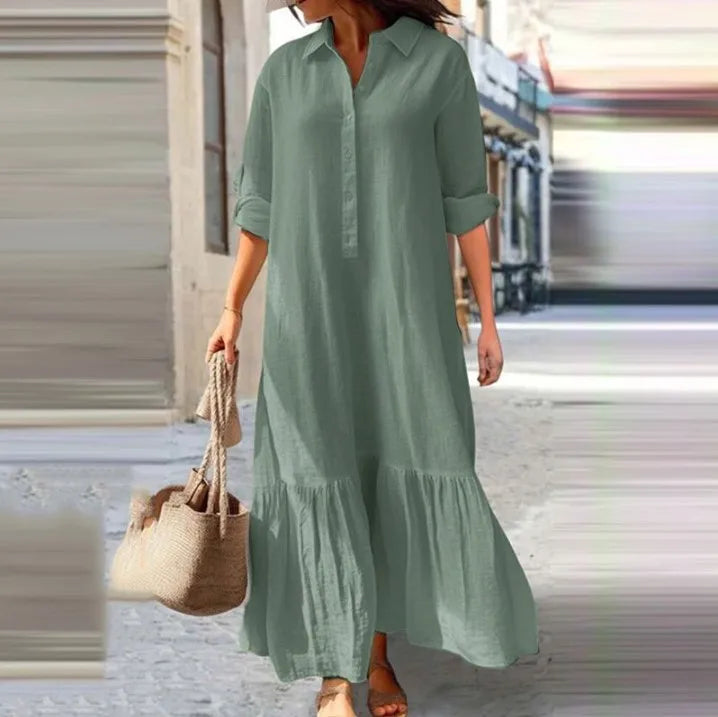 Plus Size Dress Office Lady Spring  Elegant Solid