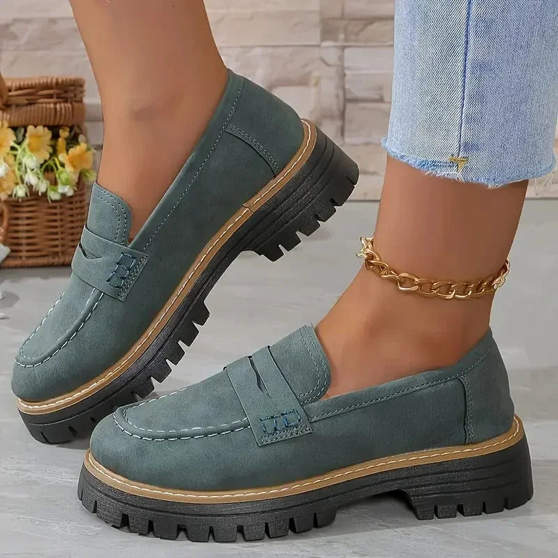 Spring casual British style shoes with thick heels and retro single