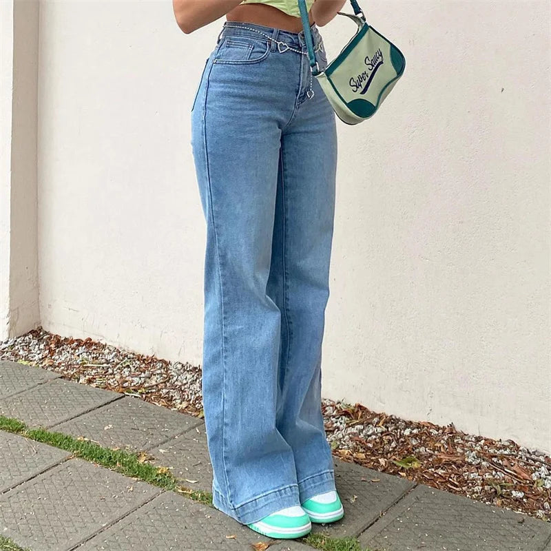 Denim Pants Girls Streetwear Casual Wide