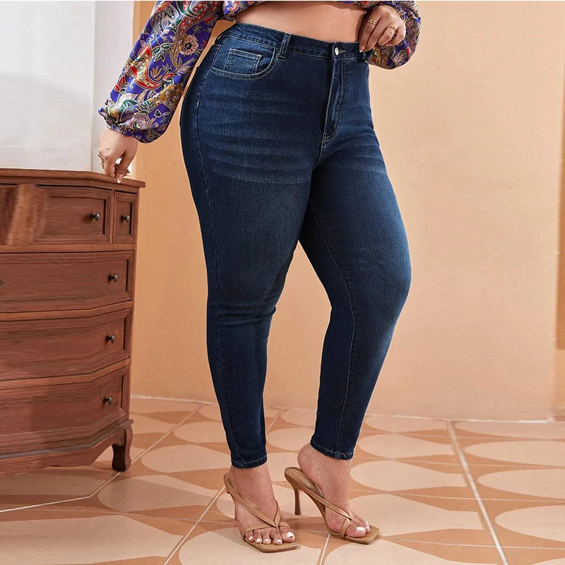 Plus Size Skinny Jeans High Waist Stretch