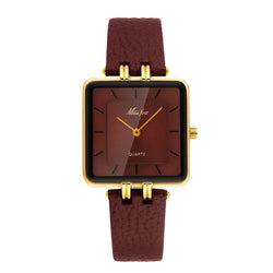 Wine Red Waterproof Belt Ladies Fashion Quartz Clock Watches