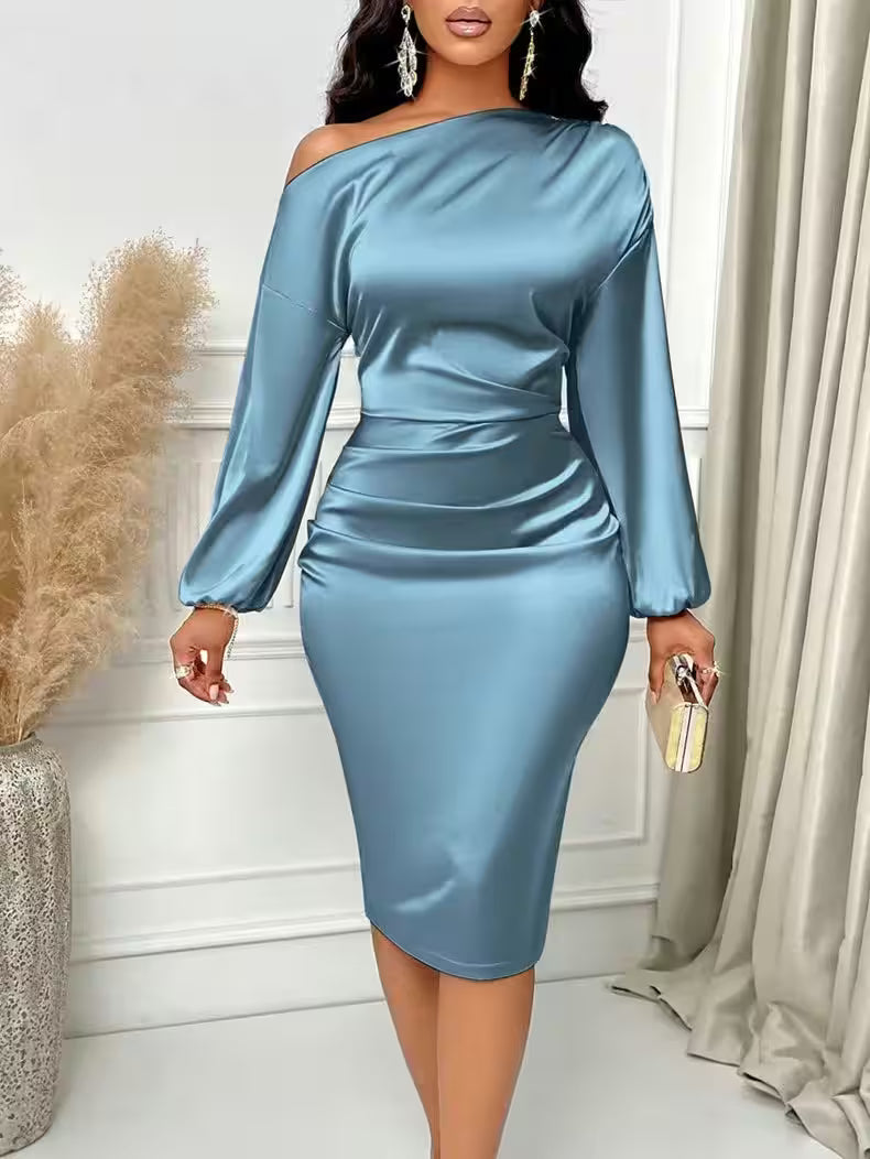  long sleeve sexy leather dress