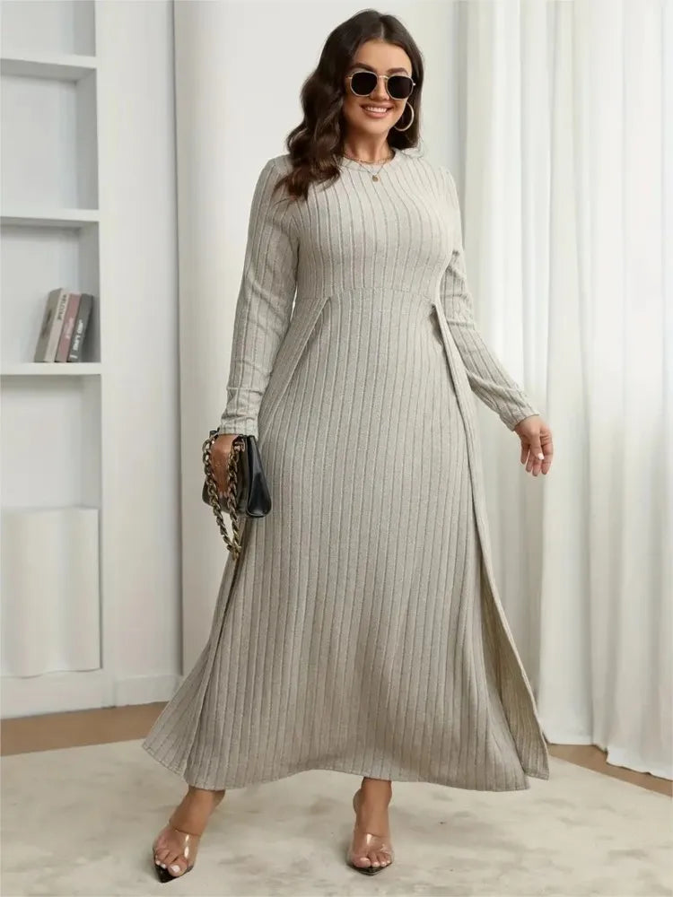 Plus Size Knitted Long Dress Patchwork