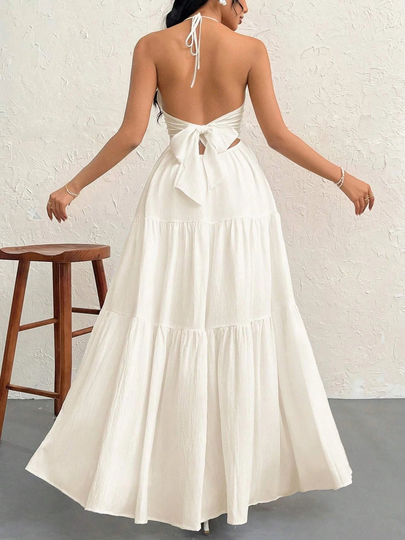 Boho Chiffon Halter Maxi Dress