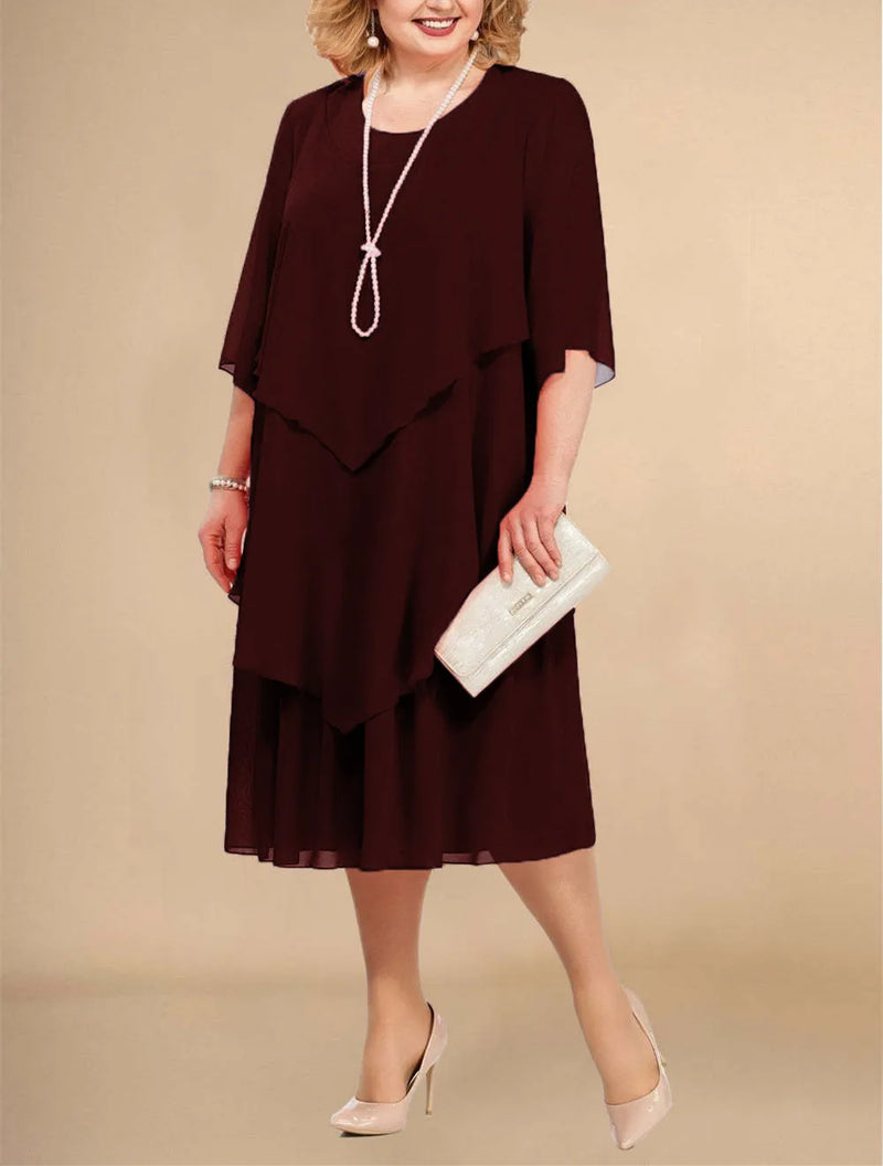 Plus Size Elegant Chiffon Dress Irregular