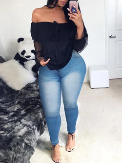 Plus Size Skin Fit Jeans Fly Street