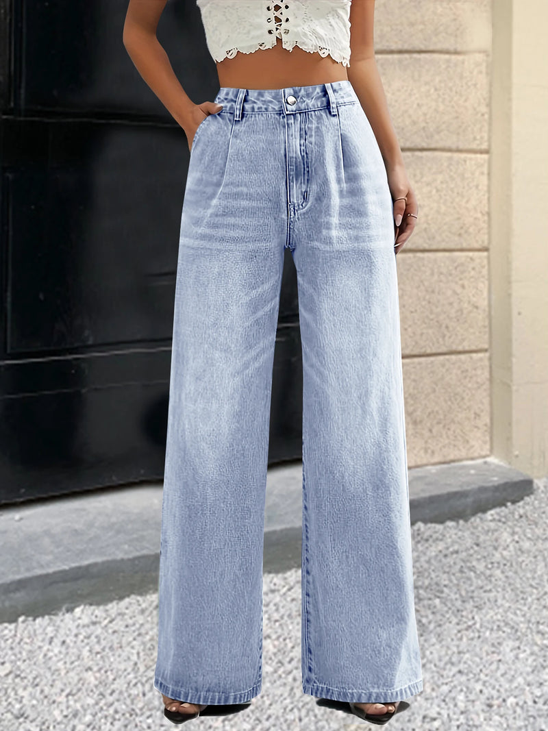 Style light blue jeans straight pants casual