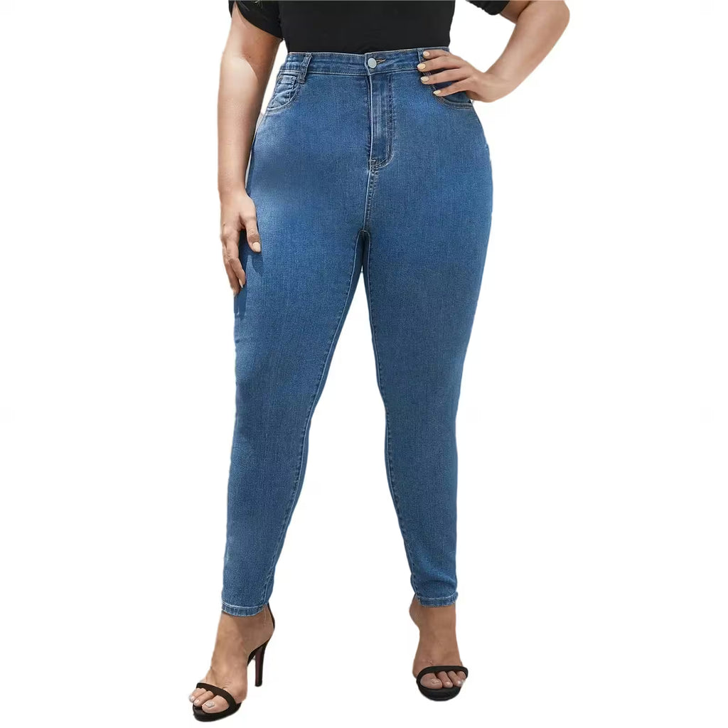Plus Size Jeans Pants High Waist High Stretchy - Additional View 3