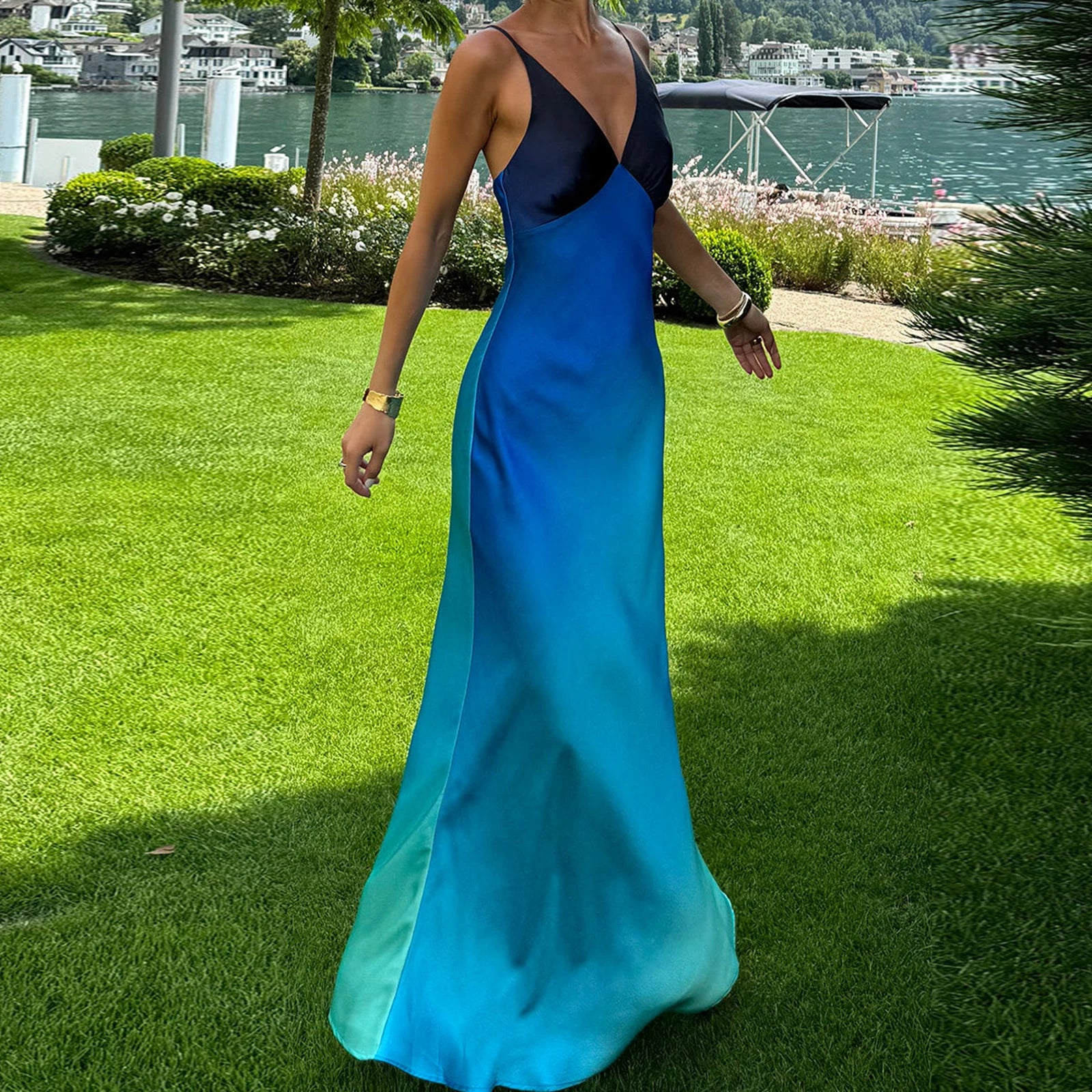 V-Neck Backless Summer Party Dress