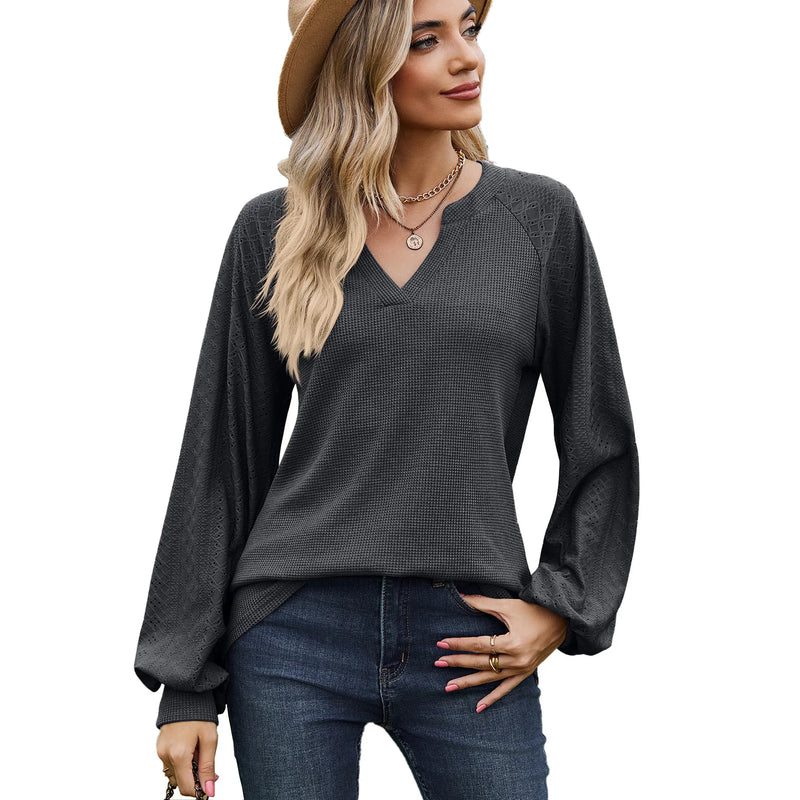 Autumn/Winter V-Neck Casual Long Sleeve T-shirt