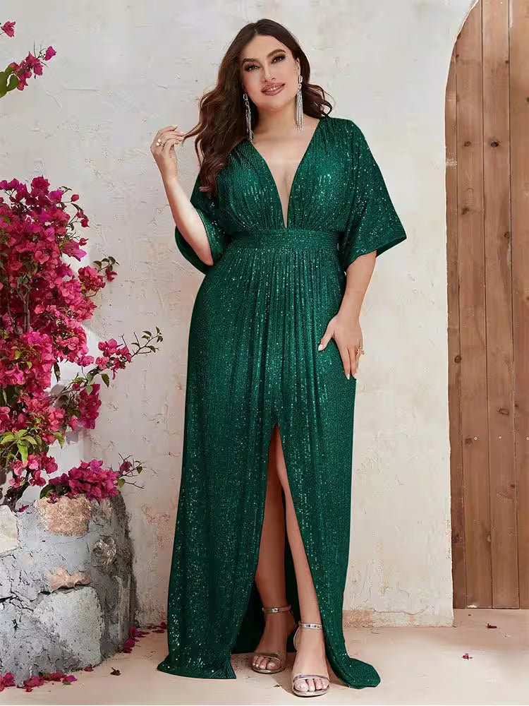 Plus Size Dress 4XL 5XL V-Neck Apricot Loose - Women's Fashion - View 9