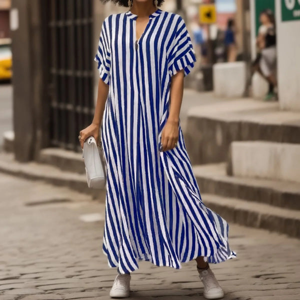 The Multiwear Shirt Dress / shibori stripe