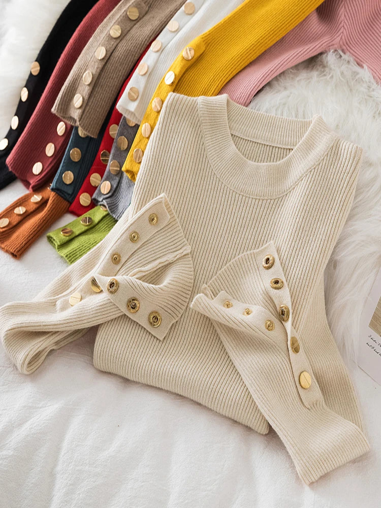 Thick sweater pullovers khaki casual