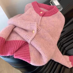 Cardigan Long Sleeve Patchwork Knitted