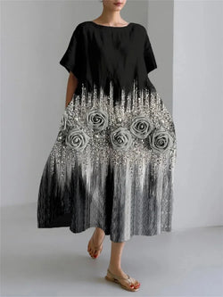 Plus Size Fresh Flower 3D Printed Round Dress S-5XL
