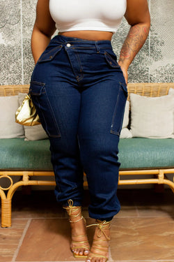 Plus Size Blue All Season Everyday High Waist