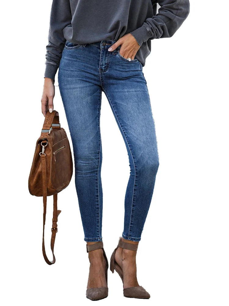 Jeans Stretchy Skinny Mid Waist Vintage Cropped