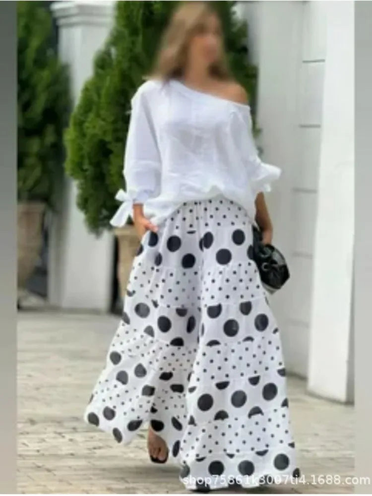 Spring Casual Print Two-piece Suit Elegant