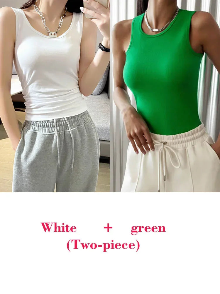 Tops Summer O Neck Tanks & Camis