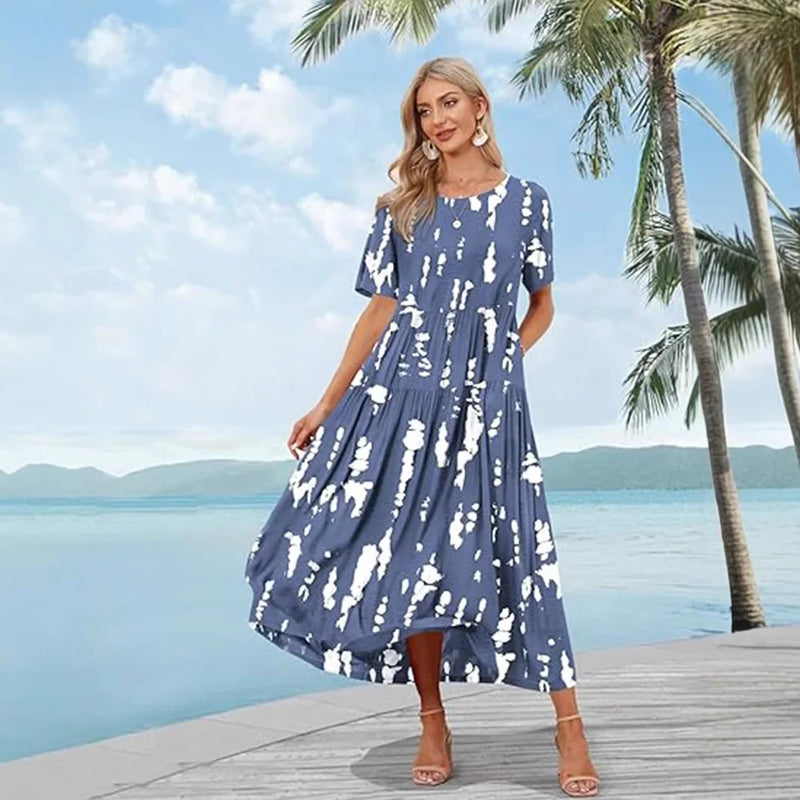 Plus Size Spring Printing Loose-Fit Skirt