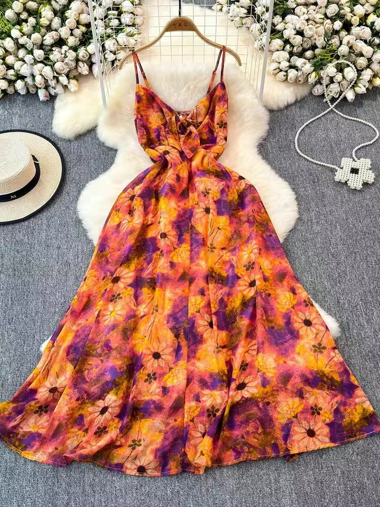 French Vintage Flower Print Dress - Women's Fashion - View 3
