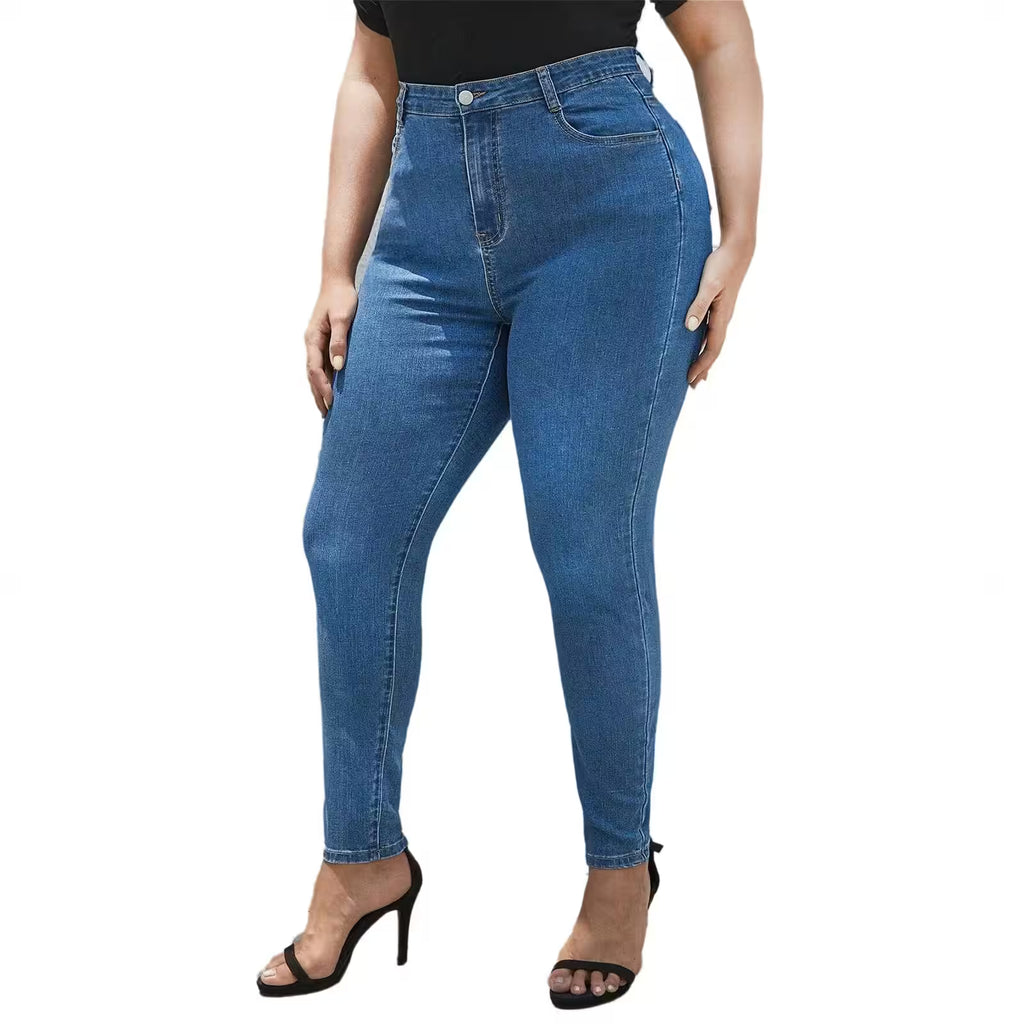 Dresses - Plus Size Jeans Pants High Waist High Stretchy