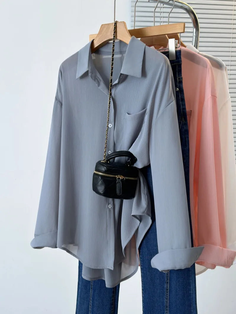 Plus Size Shirt Arrivals Long Sleeve Chiffon