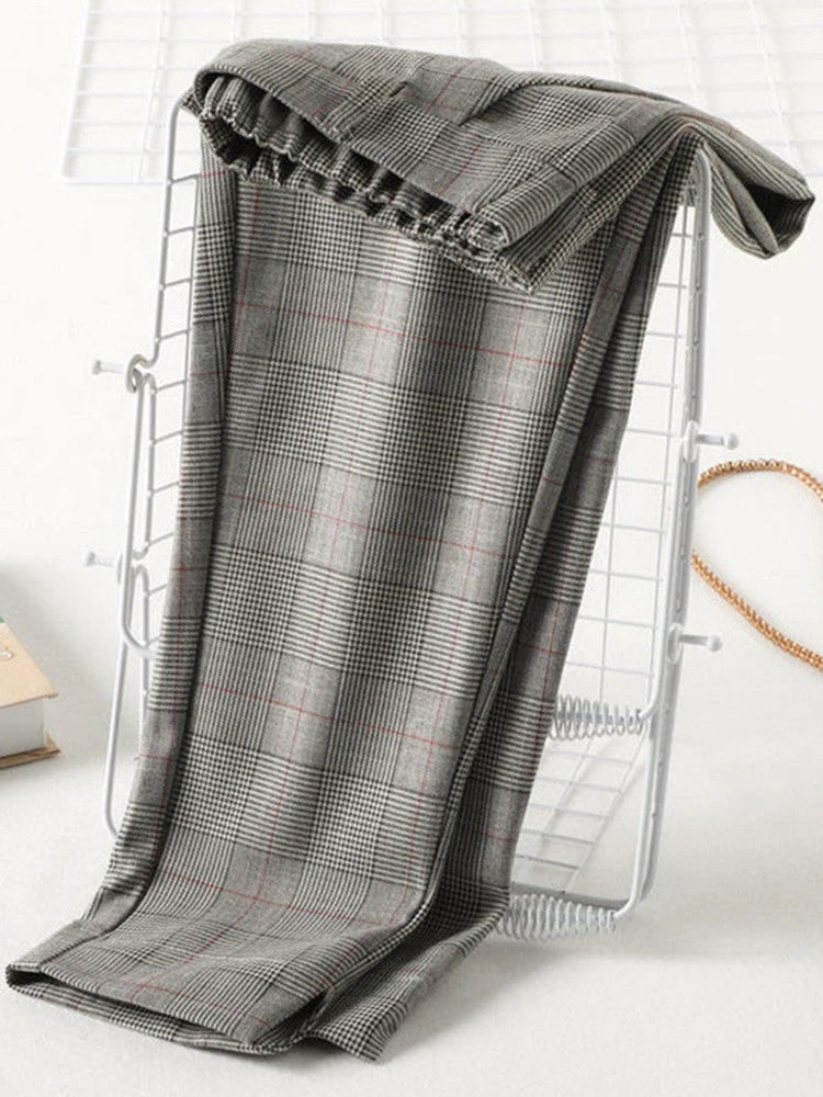 Straight  Plaid Split Formal Baggy Spodnie