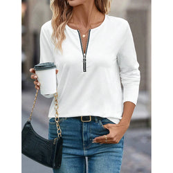 T-shirts Autumn/Winter Daily Zippe Long Sleeve Casual