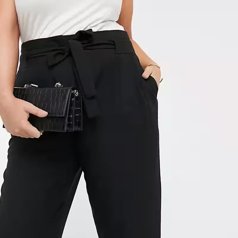 Plus Size Tie Waist Elegant Work Tailored Pants - Additional View 4