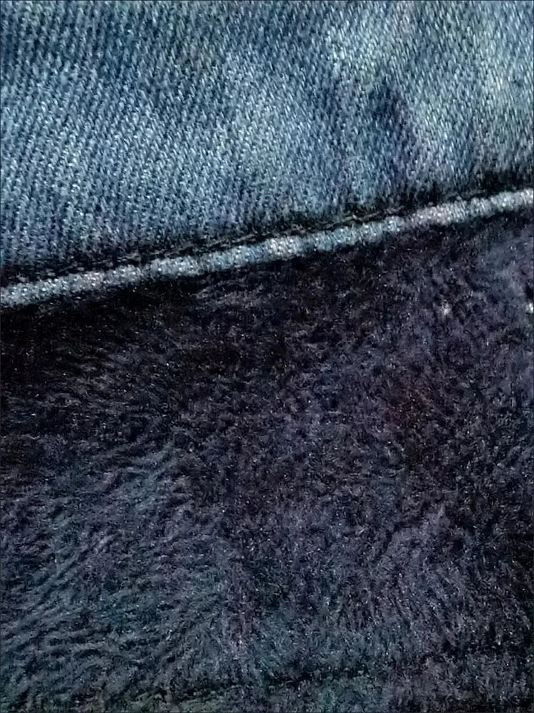 Jeans Hight Waist Thick Slim Straight