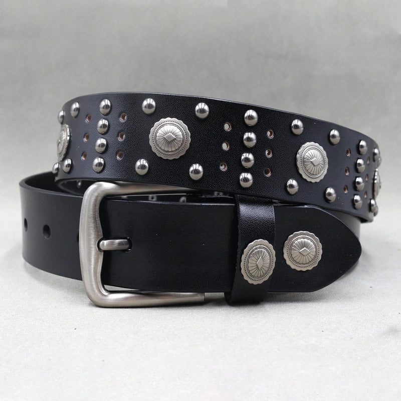 Nice Rivet Genuine Leather Belt Goth Style