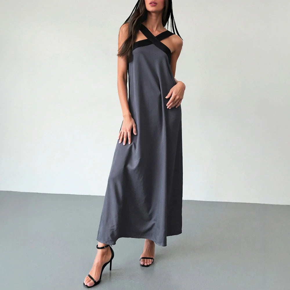 Mia Muse Sleeveless Halter Neck Maxi Dress