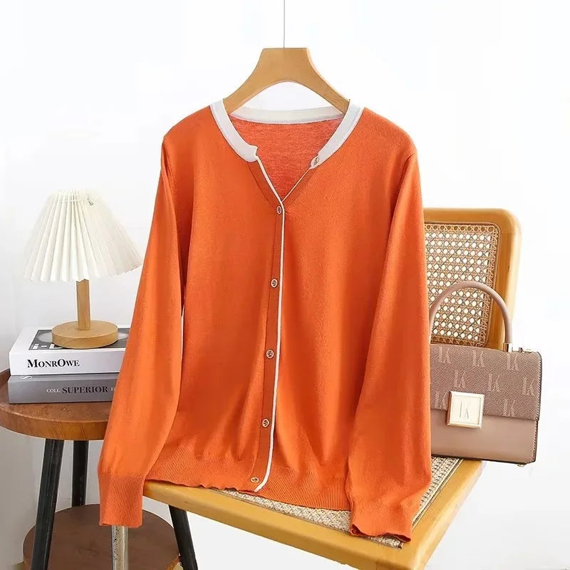 Plus Size  V-Neck Stripe Knitted Pullover