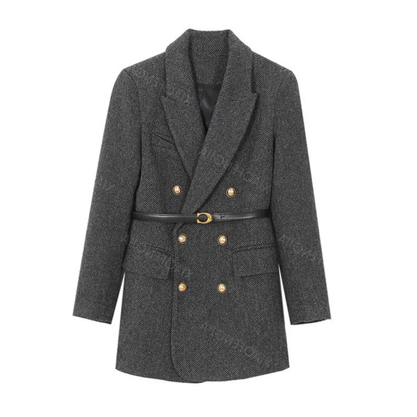 Coat Comes With Belt A Vintage Wool  Autumn And Winter