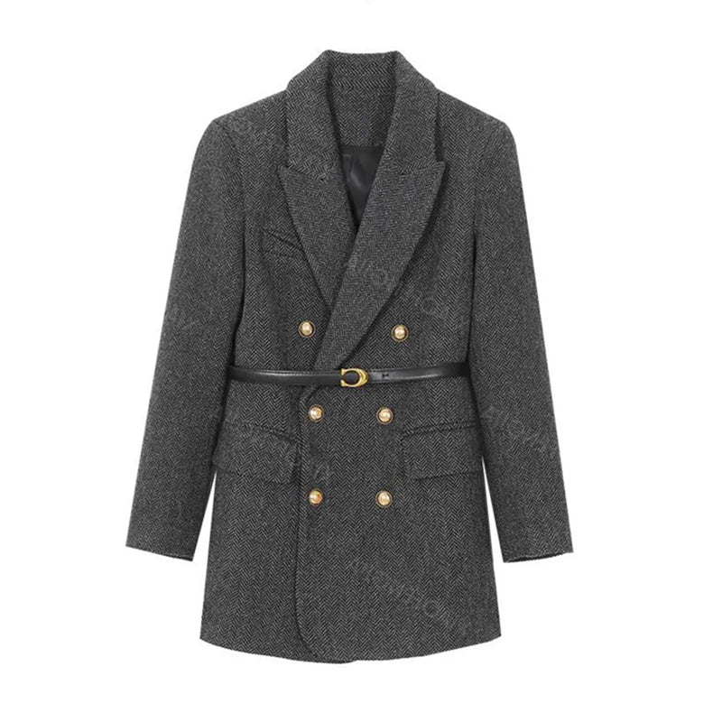 Coat Comes With Belt A Vintage Wool  Autumn And Winter