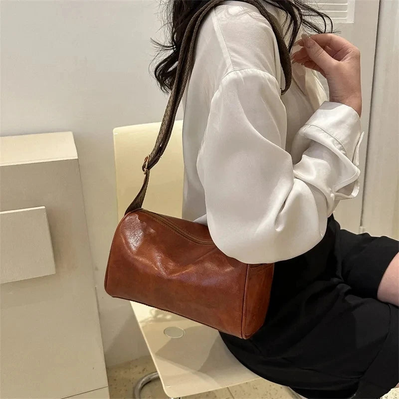 Leather Boston Small Handbag Crossbody Bag Casual