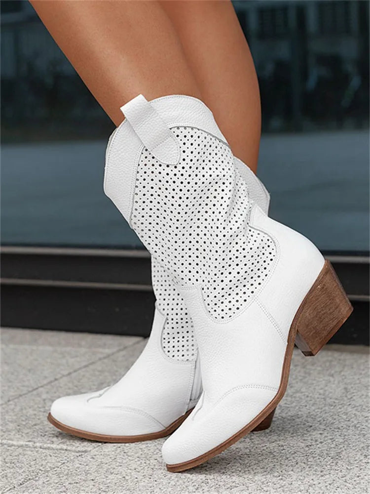 Mid-Calf Cowgirl Boots Casual Shoes