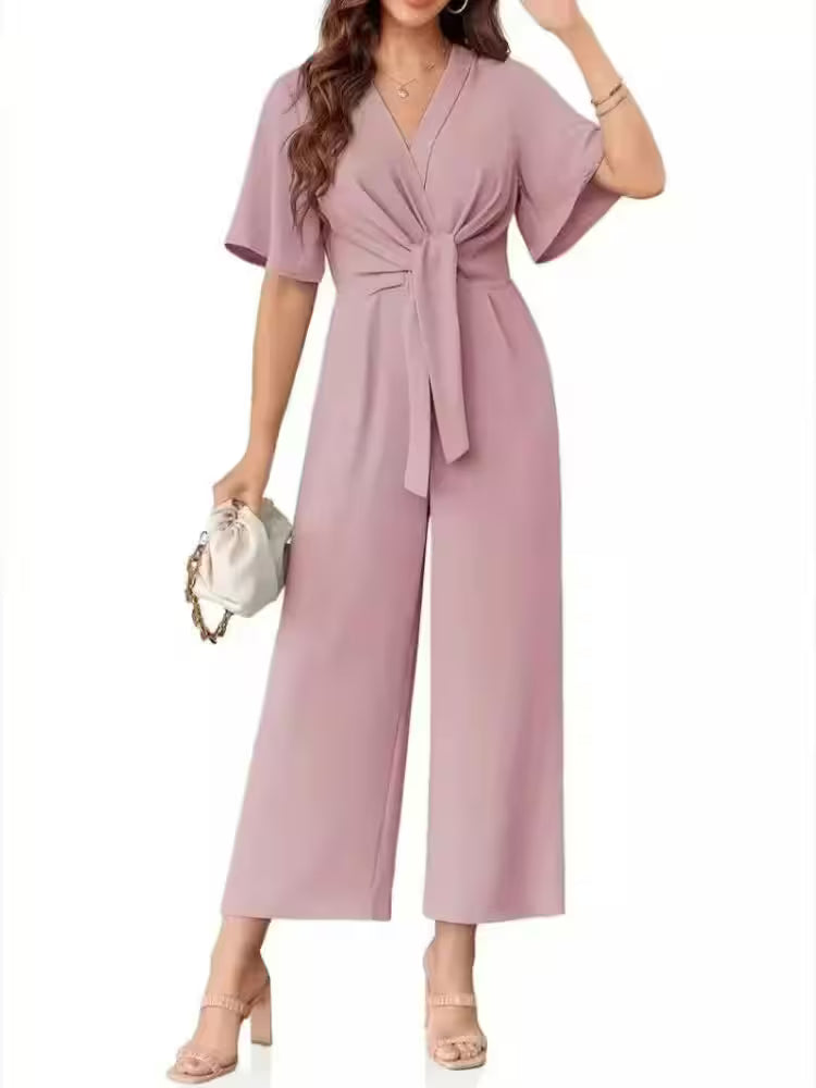 Jumpsuit Casual Solid Color Short Sleeved - Additional View 5