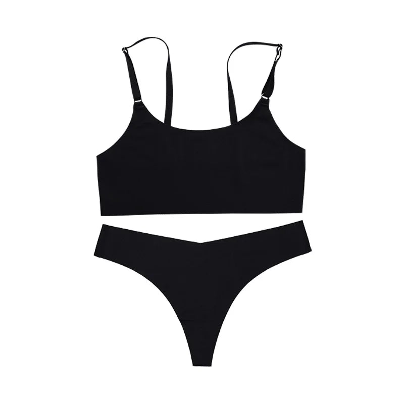 Silk Seamless Wireless Bras And Underwear Set