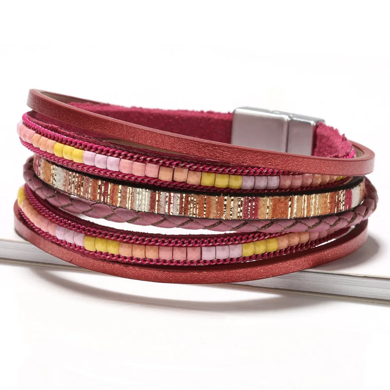 Multilayer Brown Leather Bracelet