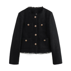 Chic Female Tweed Basic Jacket Coat