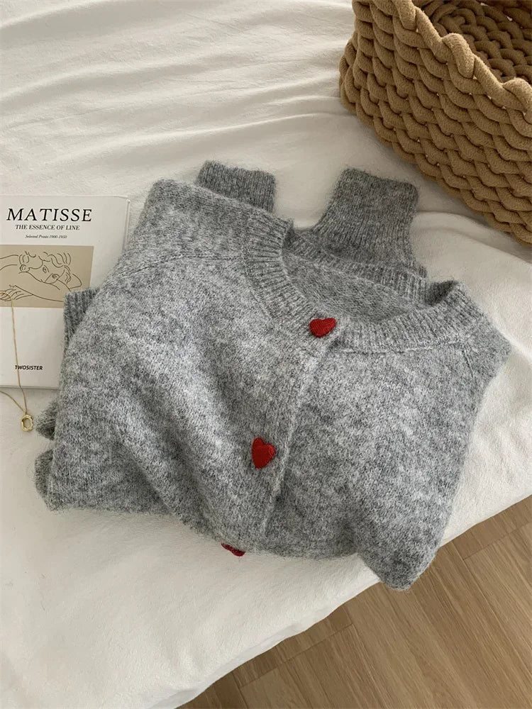 Deep Grey Wool Knitted Cardigan